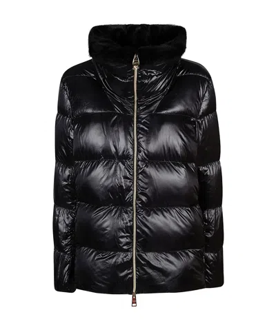 Herno Faux-fur Collar Puffer Jacket In Black
