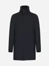 Herno Faux Fur Collar Wool-blend Car Coat In Navy Blue