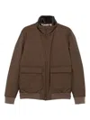 Herno Faux-fur Collar Zip-front Jacket In Brown