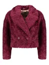 Herno Faux-fur Cropped Jacket In Burgundy