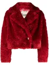 Herno Cropped Fur Jacket In Red
