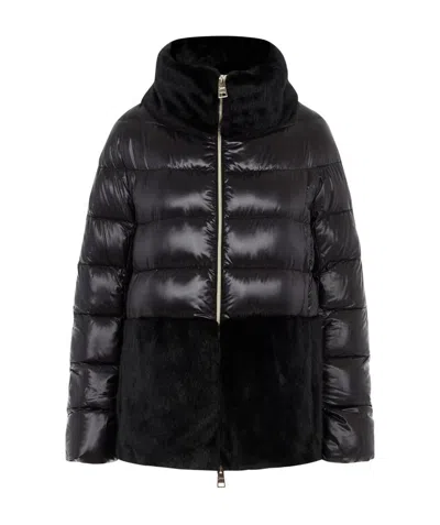 Herno Ultralight Nylon And Lady Alternative Fur Cape Clothing In Multi