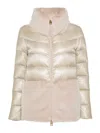 Herno Ultralight Nylon And Lady Alternative Fur Hooded Jacket In Blanco