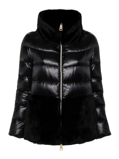 HERNO FAUX FUR DETAIL PUFFCOAT