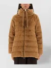 Herno Faux Fur Down Coat With High Collar In Brown