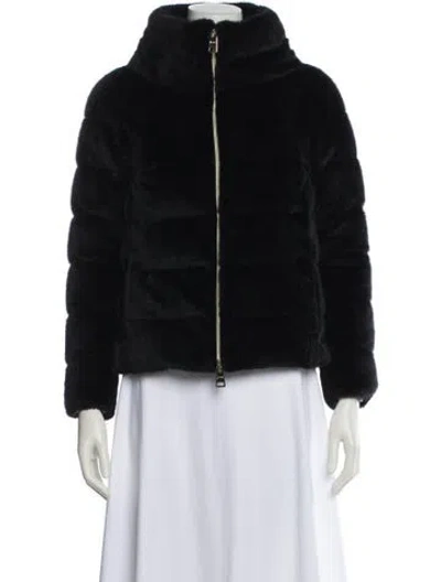 Pre-owned Herno Faux Fur Down Jacket In Black