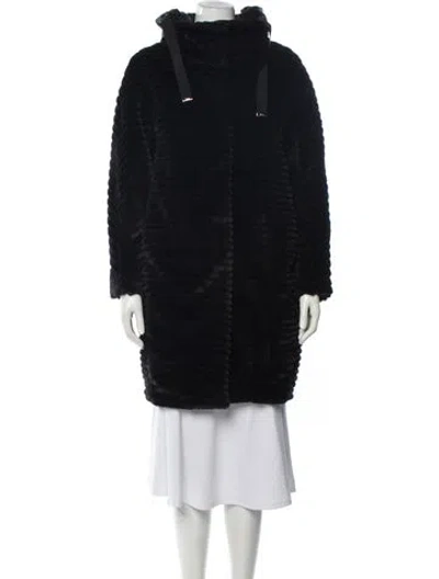 Pre-owned Herno Faux Fur Faux Fur Coat In Blue