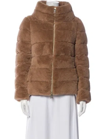 Pre-owned Herno Faux Fur Faux Fur Jacket In Brown