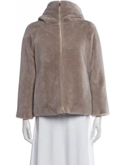 Pre-owned Herno Faux Fur Faux Fur Jacket In Neutral