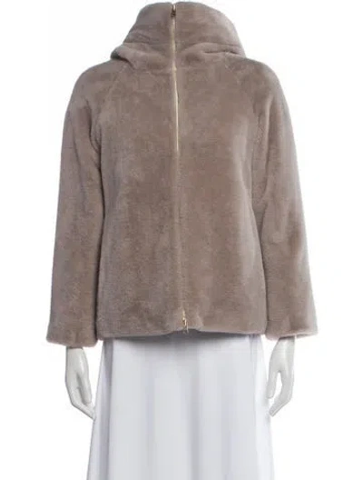 Pre-owned Herno Faux Fur Faux Fur Jacket In Neutrals