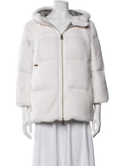 Pre-owned Herno Faux Fur Faux Fur Jacket In White