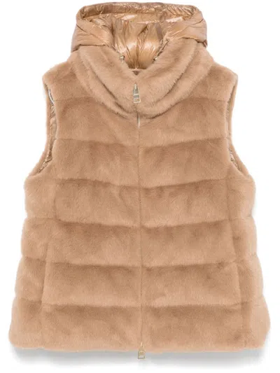 Herno Faux-fur Gilet In Brown