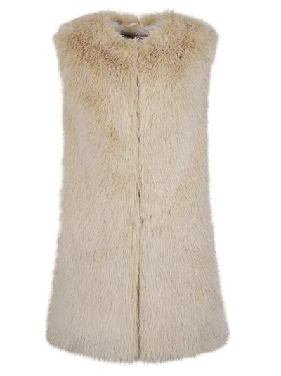 Herno Soft Touch Faux Fur Over Fit Vest In Beige