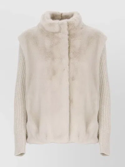 HERNO FAUX FUR HIGH COLLAR JACKET