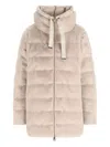 Herno Hooded Long Length Quilted Down Jacket In Pink