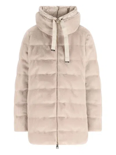 HERNO HERNO FAUX FUR HIGH NECK DOWN JACKET CLOTHING