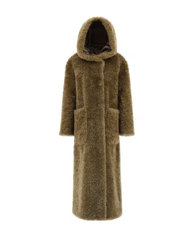 Herno Faux-fur Hooded Coat In Green