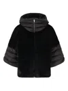 Herno Satin Short Sleeve Faux Fur Jacket In Black