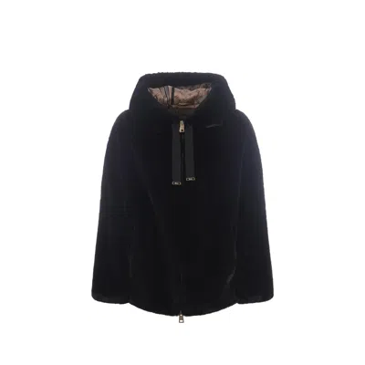 Herno Faux Fur Hooded Jacket Women In Black