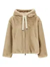 Herno Women Beige Melange Alternative Mink Fur Bomber Jacket In Brown