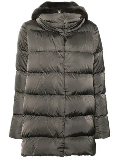 Herno Faux Fur Hooded Puffcoat In Black