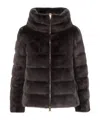 Herno Quilted Faux Fur Down Jacket In Black