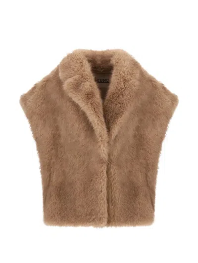 Herno Faux Fur Jacket In Brown