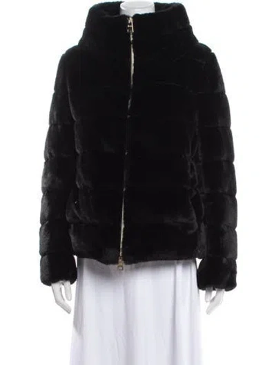Pre-owned Herno Faux Fur Jacket In Black