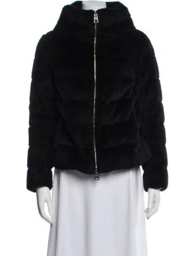 Pre-owned Herno Faux Fur Jacket In Black