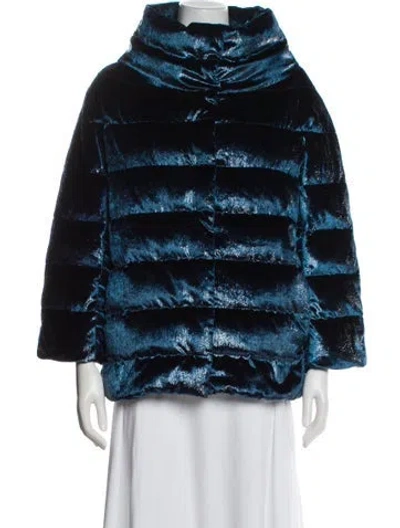 Pre-owned Herno Faux Fur Jacket In Blue