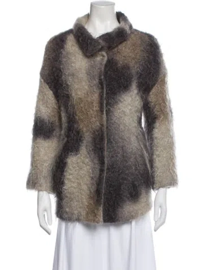 Pre-owned Herno Faux Fur Jacket In Blue