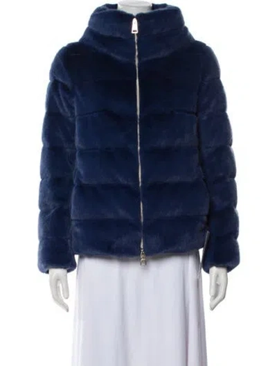 Pre-owned Herno Faux Fur Jacket In Blue