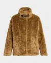Herno Women Soft Faux Fur Coat In Brown