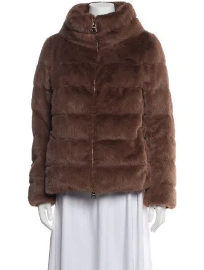 Pre-owned Herno Faux Fur Jacket In Brown