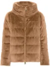 Herno Faux Fur Teddy Jacket In Camel In Brown