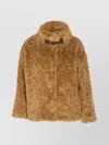 Herno Faux Fur Coat With Leather Belt In Brown