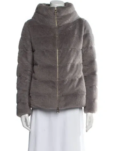 Pre-owned Herno Faux Fur Jacket In Gray