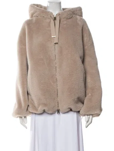 Pre-owned Herno Faux Fur Jacket In Neutrals