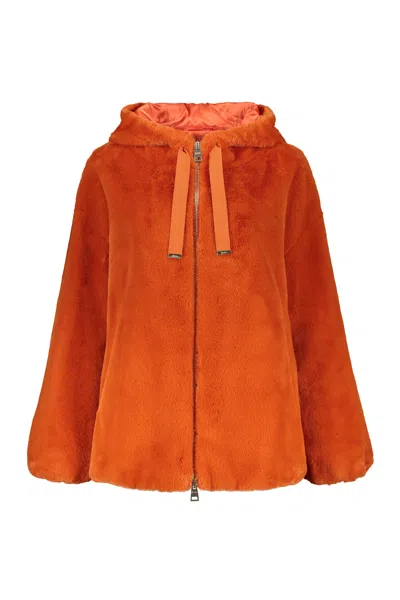 Herno Faux Fur Jacket In Orange