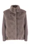 Herno Resort Jacket In Faux Mink Fur In Purple