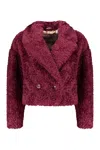 Herno Faux-fur Cropped Jacket In Purple