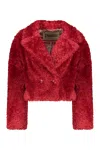 Herno Cropped Fur Jacket In Red
