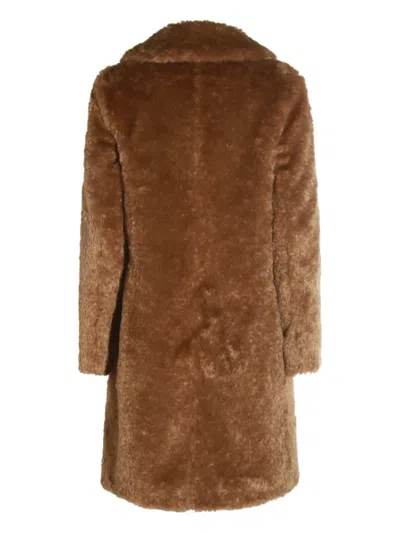 Herno Faux-fur Lapel Coat In Brown