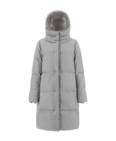 Herno Faux Fur-lined Quilted Coat In Gray
