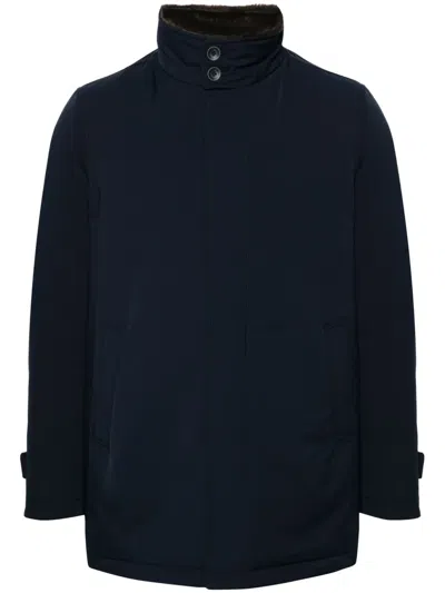 Herno Faux-fur Lining Padded Coat In Blue