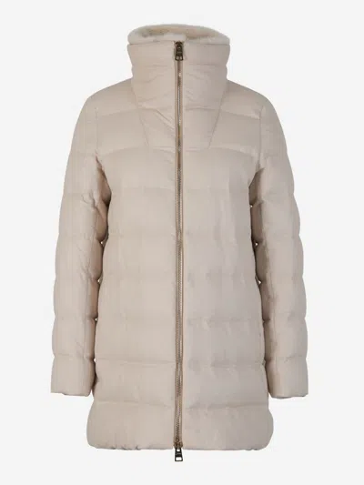 Herno Faux Fur Padded Jacket In Neutral