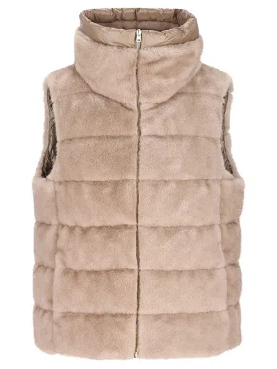 HERNO HERNO FAUX FUR PADDED SLEVELESS JACKET
