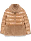 Herno Faux-fur Panel Jacket In Brown