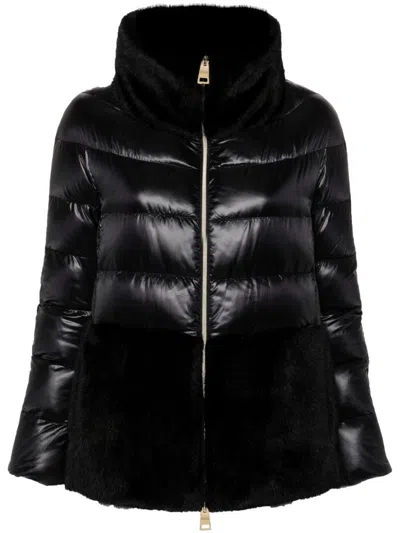 Herno Quilted Down Jacket With Faux Fur Inserts Clothing In Black