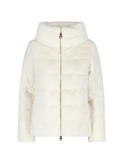 HERNO FAUX FUR PUFFER JACKET WITH HIGH COLLAR